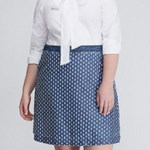 Lane Bryant Women Skirt Size 18 Denim Chambray Blue White Aline